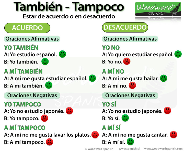 Agreeing and Disagreeing in Spanish using También and Tampoco