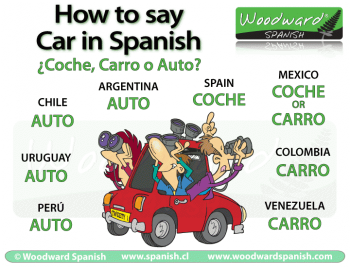 How to say CAR in Spanish. Do you use Coche, Carro or Auto?