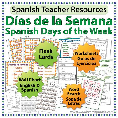 Days of the Week Flash Cards - English/Spanish- Days of the Week Flashcards