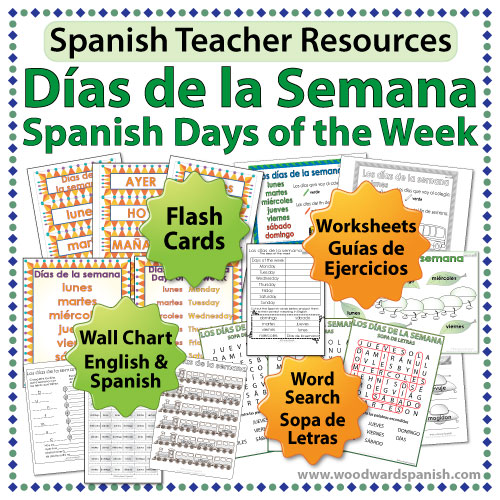 D as De La Semana Days In Spanish Worksheets Woodward Spanish
