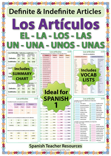 Articles in Spanish Worksheets – Definite and Indefinite Articles