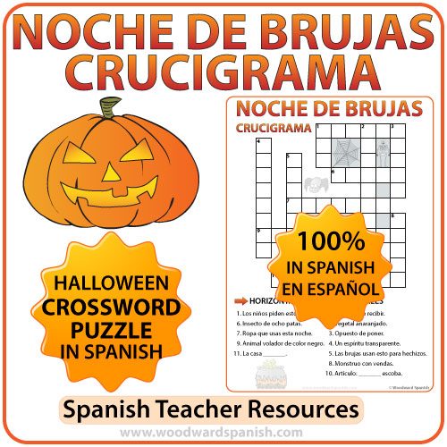 Halloween Crossword in Spanish - Crucigrama en español de la Noche de Brujas