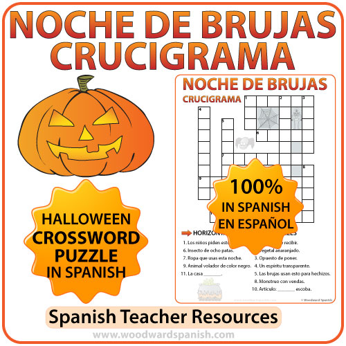 Halloween Crossword In Spanish Crucigrama Noche De Brujas Woodward Spanish