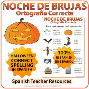 Spanish Halloween Vocabulary - Spelling Worksheet