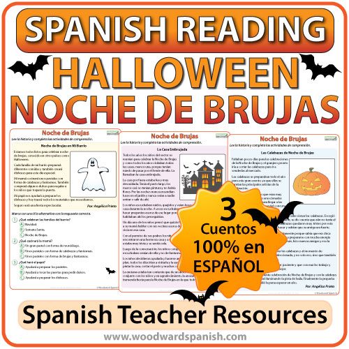 Spanish Halloween Reading Worksheets - Lecturas de comprensión en español de la Noche de Brujas