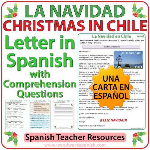 La Navidad en Chile - Christmas in Chile - Spanish Letter with Worksheets