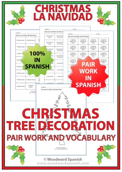 Spanish Christmas Tree Decoration Activity Cards for Pair Work