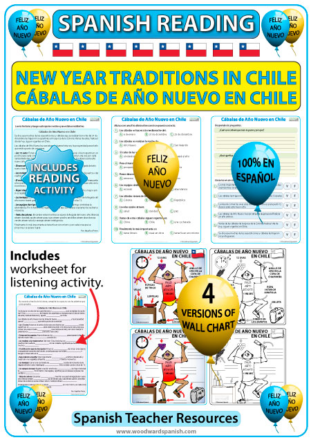 Chile - Cábalas de Año Nuevo - New Year Traditions in Chile - Spanish Reading