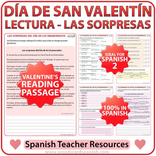 Spanish Reading about Valentine's Day - Sorpresas del Día de los Enamorados