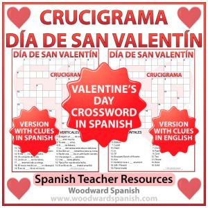 Valentine's Day Crossword in Spanish - Crucigrama Día de San Valentín - Día de los Enamorados