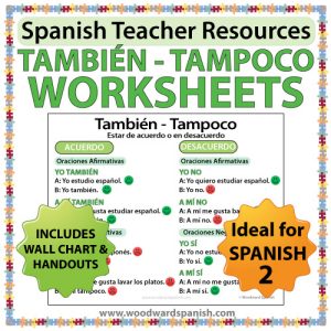 Tambien vs Tampoco worksheets and wall chart in Spanish - Spanish teacher resources