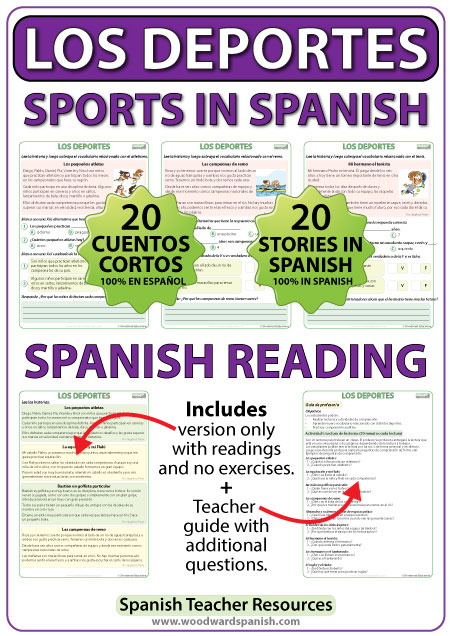 Sports in Spanish - 20 Reading Passages with Comprehension Questions - Lecturas de los deportes en español