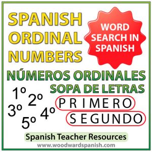 Spanish ordinal numbers word search - Los números ordinales en español - Sopa de letras
