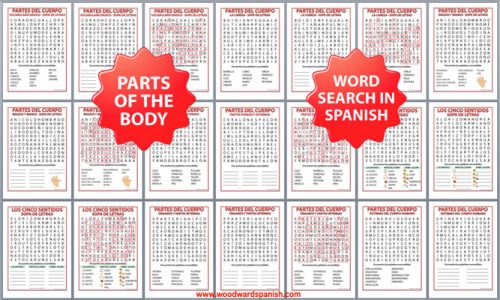 Spanish Parts of the Body Word Search Bundle - Partes del cuerpo humano - Sopa de letras
