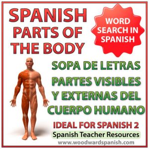 Word Search - External parts of the body in Spanish. Sopa de letras - Partes externas y visibles del cuerpo humano