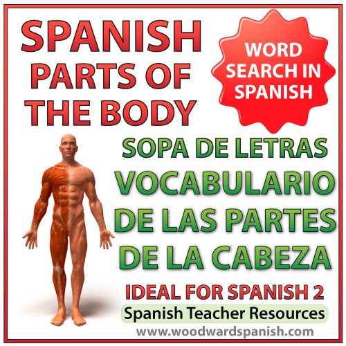 Parts of the Head Spanish Vocabulary Word Search. Sopa de letras - Vocabulario de las partes de la cabeza.