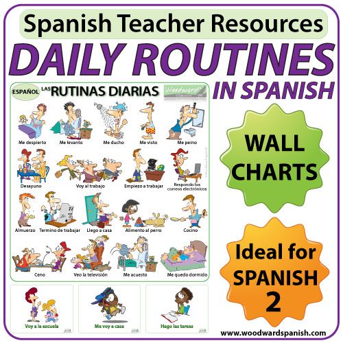 Spanish daily routines flash cards - rutinas diarias en español