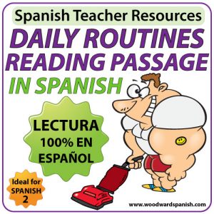 Spanish Reading Passage about Daily Routines with worksheets - Lectura de una rutina diaria con ejercicios