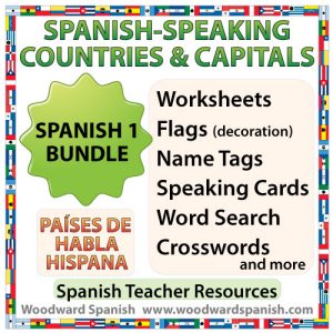 Spanish-speaking countries and capitals bundle of activities and classroom decoration