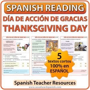 Spanish 1 Reading about Thanksgiving Day - Lecturas del Día de Acción de Gracias