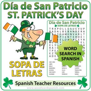 Spanish St. Patrick's Day Word Search - Sopa de Letras del Día de San Patricio