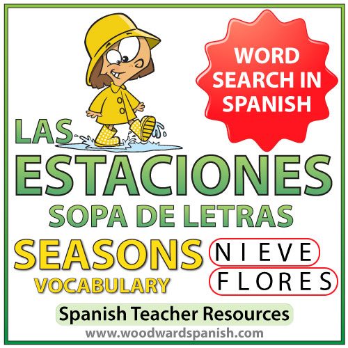 Las estaciones - Seasons - Spanish Word Search - Sopa de Letras