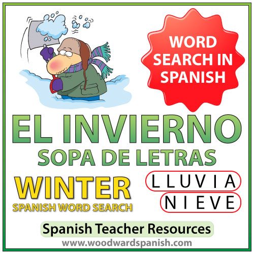 El Invierno - Winter - Spanish Word Search - Sopa de Letras