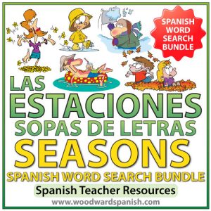 Seasons in Spanish Word Search Bundle - Sopas de Letras de las estaciones - invierno, primavera, verano, otoño