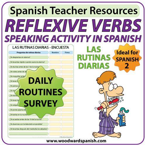 Spanish Reflexive Verbs Speaking Activity Daily Routines Woodward Spanish