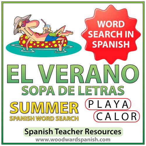 El verano - Summer - Spanish Word Search - Sopa de Letras