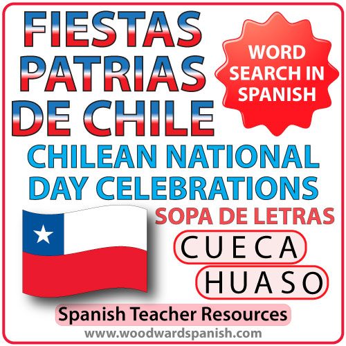 Sopa de letras con vocabulario de las Fiestas Patrias de Chile - Chilean National Day Celebrations Word Search