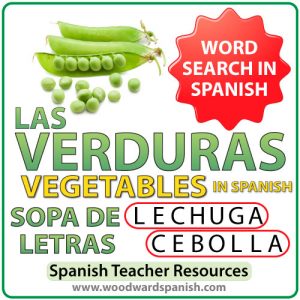 Spanish Vegetables Word Search. Includes a version with regional differences of the names of some vegetables. Sopa de letras - Las verduras en español.