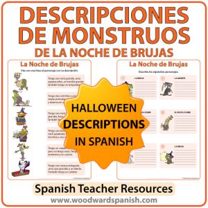 Spanish Halloween Monster Descriptions Worksheets - Descripciones de monstruos de la Noche de Brujas