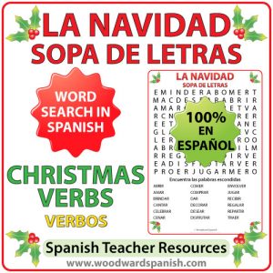 Spanish Christmas Verbs Word Search - Sopa de letras