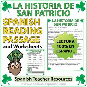 A Reading Passage in Spanish about the History of Saint Patrick with comprehension questions. Una lectura de La Historia de San Patricio con preguntas de comprensión.