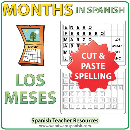Spanish months spelling - Cut and Paste Activity - Los meses del año en español