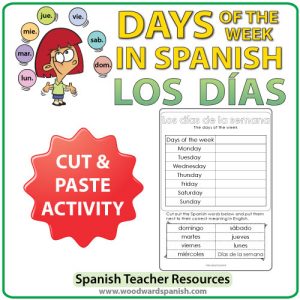 Spanish Days of the Week Cut and Paste Activity. Actividad con los días de la semana en español - Cortar y Pegar