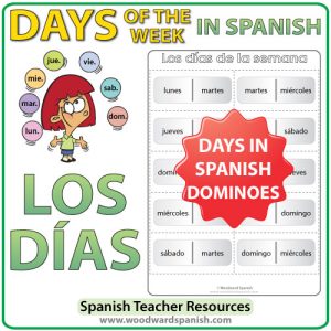 Spanish Days of the Week Dominoes - Juego de dominó con los días de la semana en español