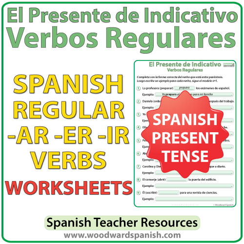 Spanish Present Tense Regular Verbs Worksheets Woodward Spanish