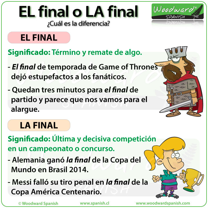 La diferencia entre EL final y LA final en español. The difference between EL final and LA final in Spanish.