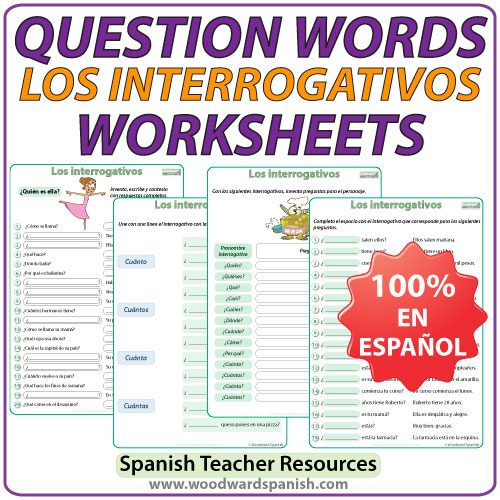 Spanish Question Words Worksheets. Ejercicios con los interrogativos en español
