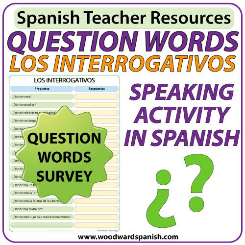 Spanish Question Words - Speaking Activity. Actividad oral de los interrogativos en español.