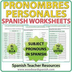 Spanish Subject Pronouns worksheets - Ejercicios con los pronombres personales en español
