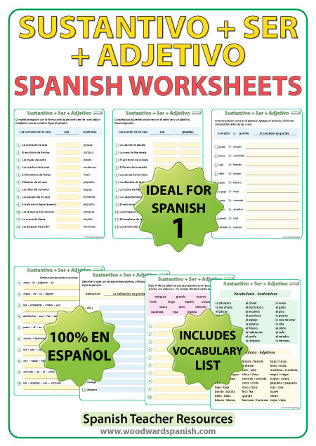 Sustantivo + SER + Adjetivo - Spanish Worksheets - Ejercicios
