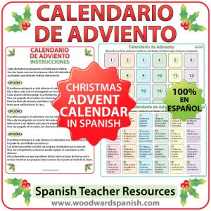 Advent Calendar in Spanish for teachers. Calendario de Adviento en español para profesores.