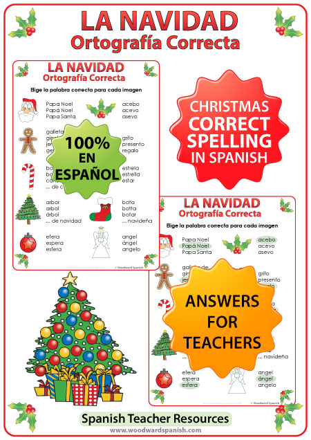 Spanish Christmas Spelling Activity. Ortografía Correcta - La Navidad.