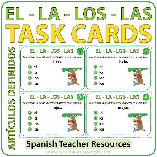 Spanish Task Cards - Los Artículos Definidos (Definite Articles)