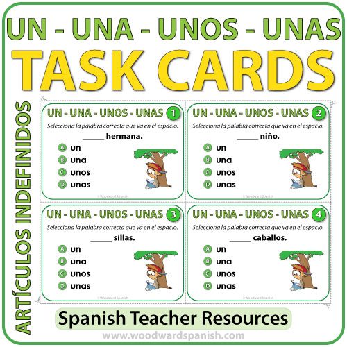 Spanish Task Cards - Los Artículos Indefinidos (Indefinite Articles)