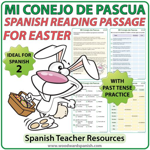 Spanish Easter Reading Passage with comprehension activities. Lectura en español relacionada con la Pascua.