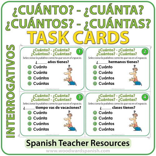 Spanish Task Cards: Cuánto, Cuántos, Cuánta, y Cuántas